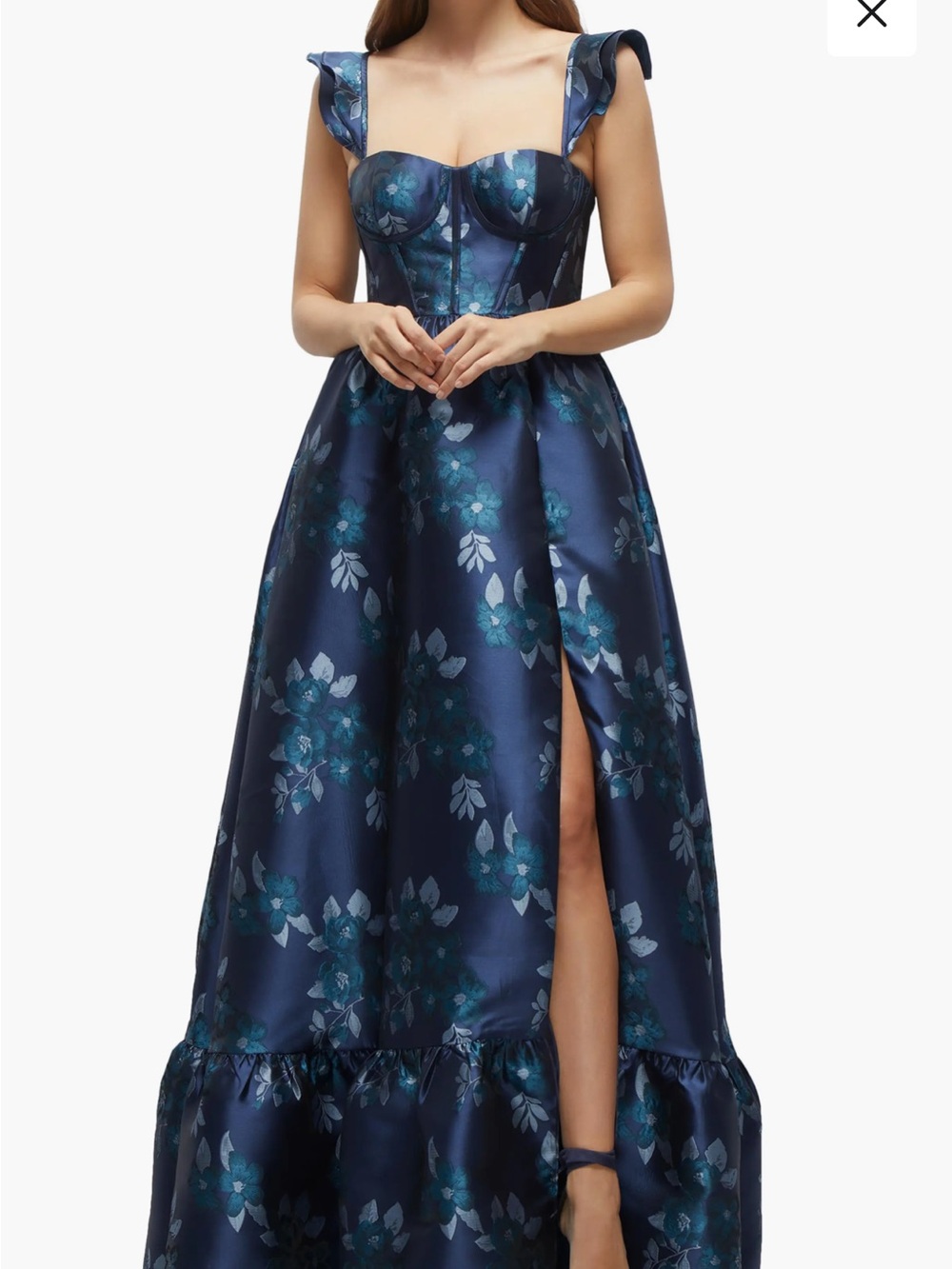 Dessy Collection Midnight Navy Floral Damask Maxi Skirt